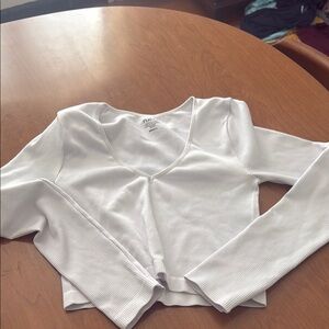 Rue21 White Ribbed Long Sleeve Top